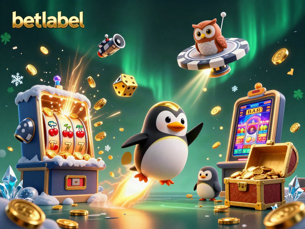 Experience thrilling gameplay with Betlabel in this vibrant 3D casino illustration.
